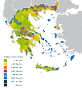 Γεωγραφικές περιοχές κατάλληλες για Αιολικά πάρκα στην Ελλάδα
