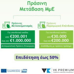 Επιδοτούμενο πρόγραμμα ΕΣΠΑ 2021 - 2027 «ΠΡΑΣΙΝΗ ΜΕΤΑΒΑΣΗ ΜμΕ»